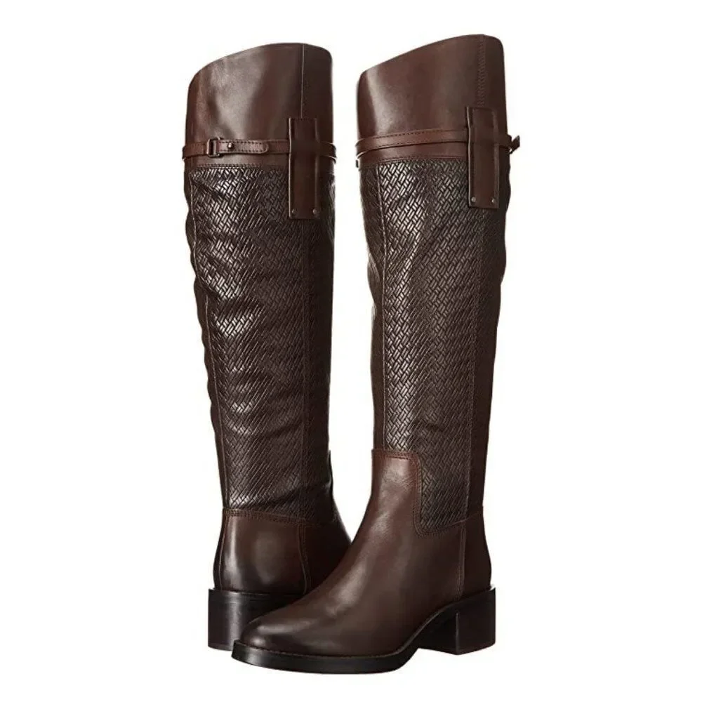 Women's Leather Boots Franco‎ Sarto Colt Knee High Block Heels Size 6.5 $179